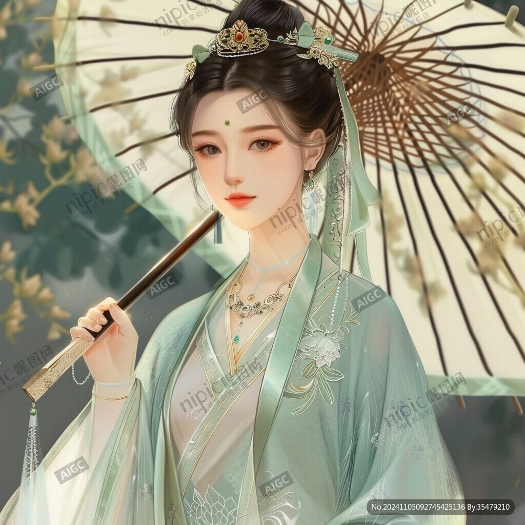 古风美女头像插画封面