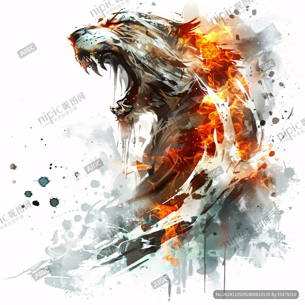 时尚手绘猛狼唯美插画