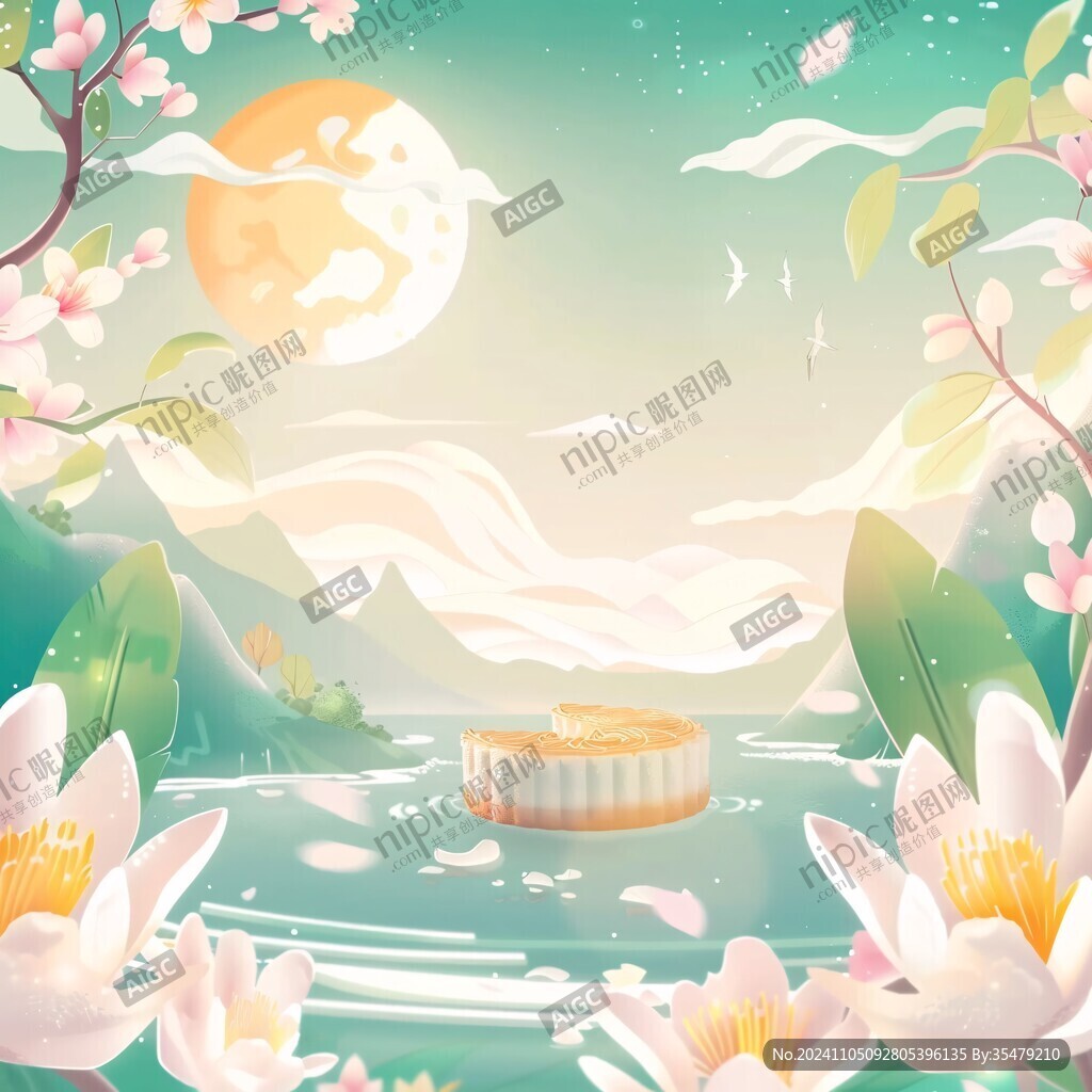桃子味月饼包装插画