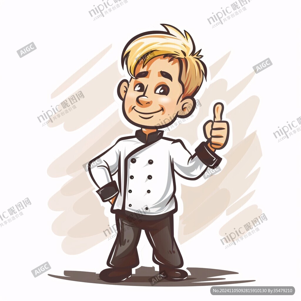 卡通男性厨师竖大拇指