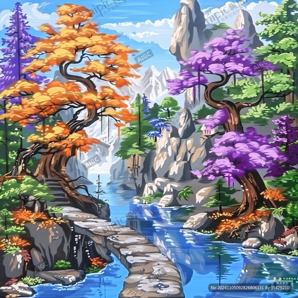 插画山水风景