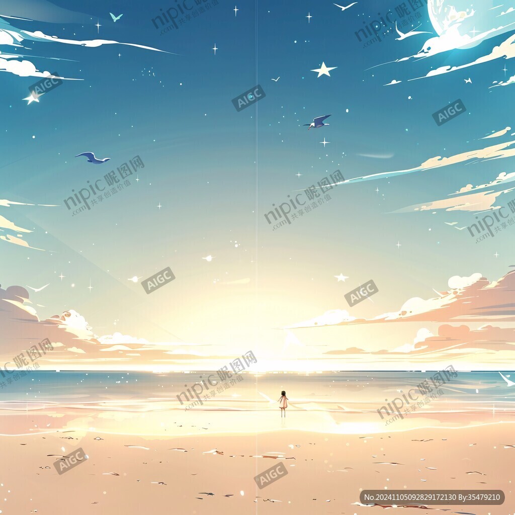 插画海边