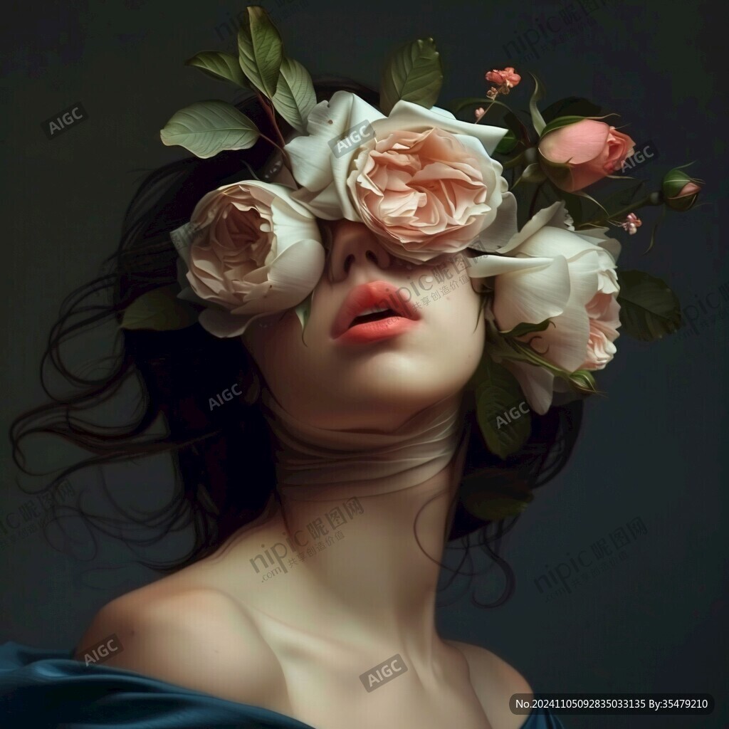 鲜花遮挡脸部