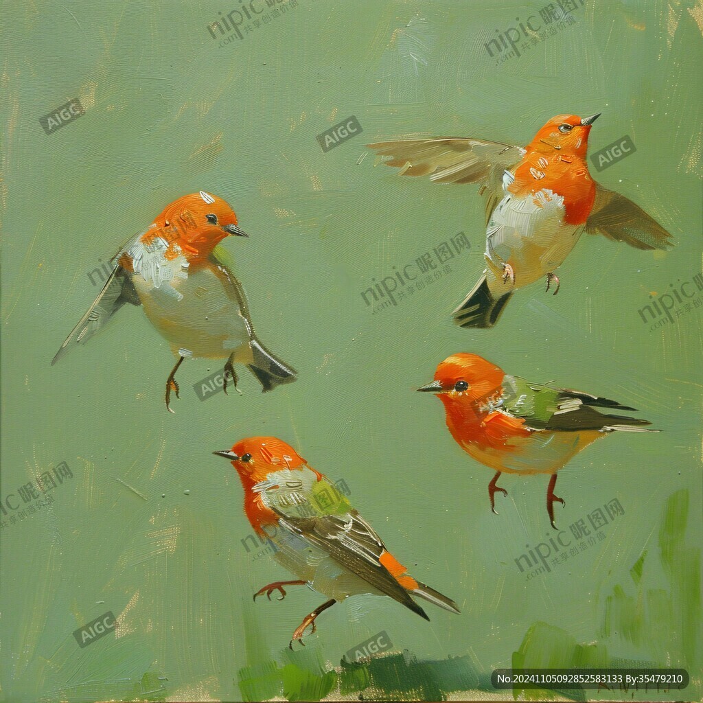 小鸟水彩画小鸟油画
