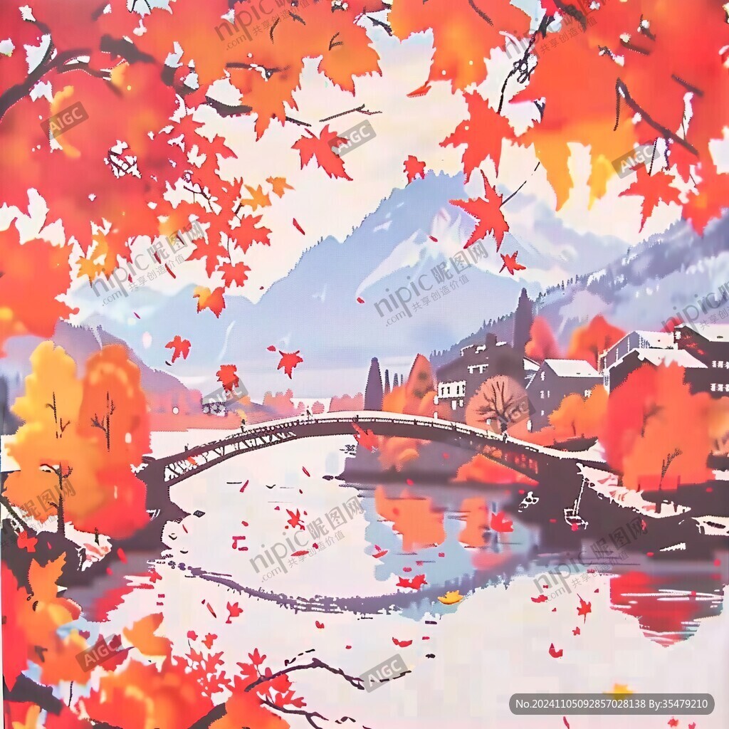 秋景水粉画