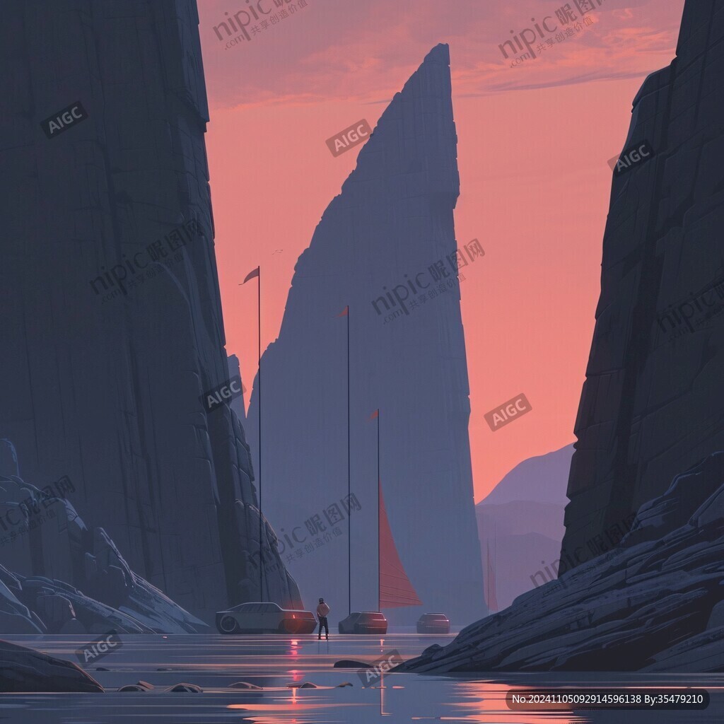 黄昏场景插画