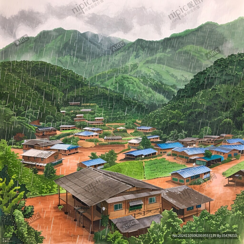 融水县风光插画