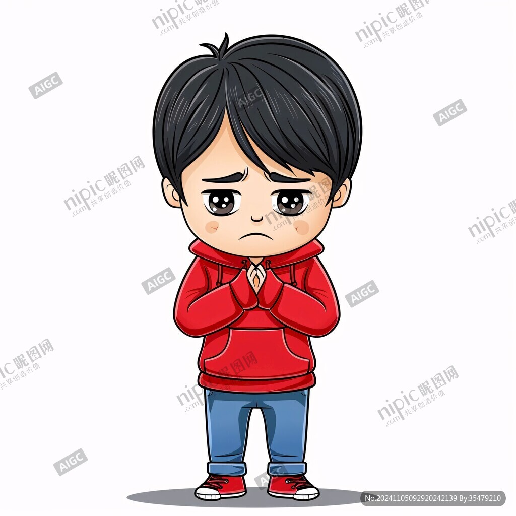 双手捂脸的男孩