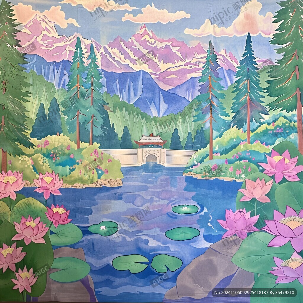 水塘立体画