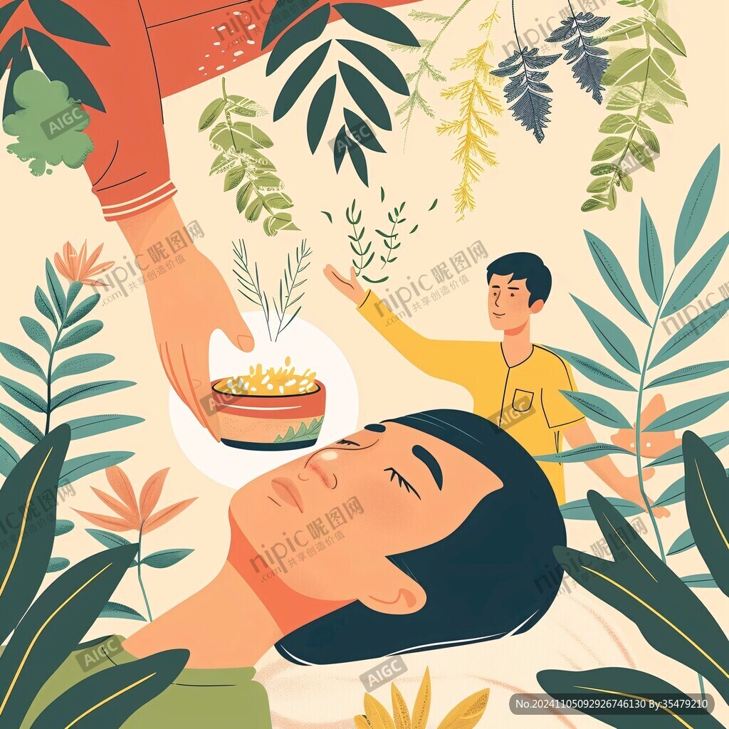 手绘按摩插画