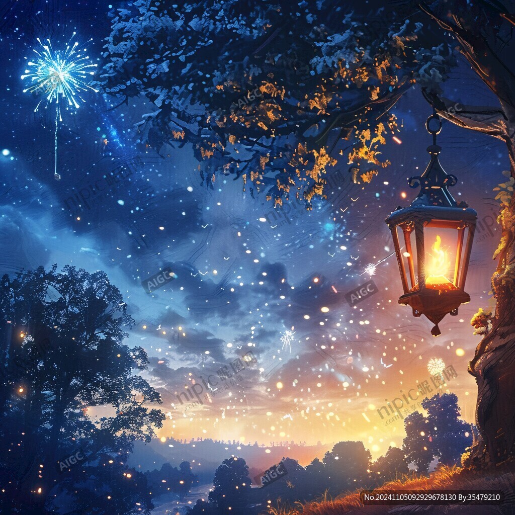 手绘唯美夜晚