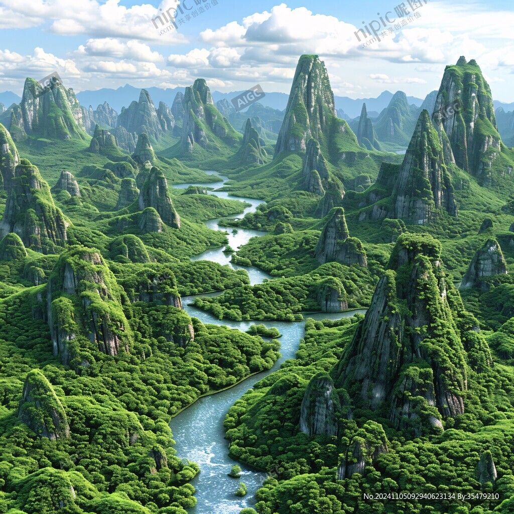 3d渲染山水画