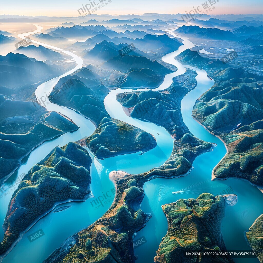 蜿蜒河道河谷