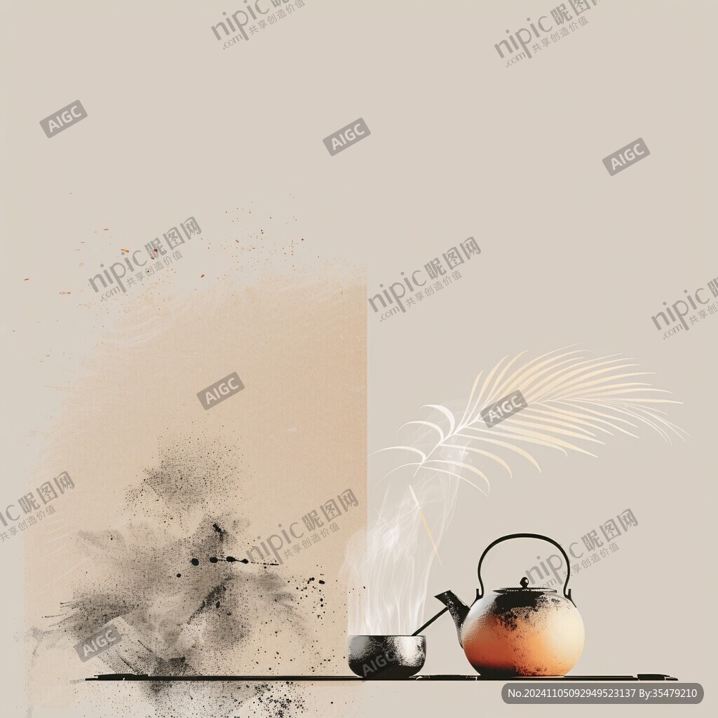 禅茶插画