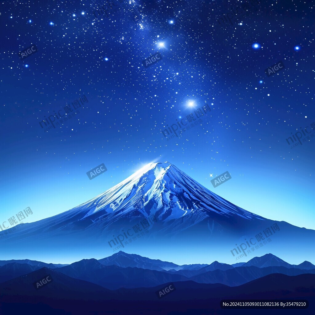 蓝色星空天空山脉