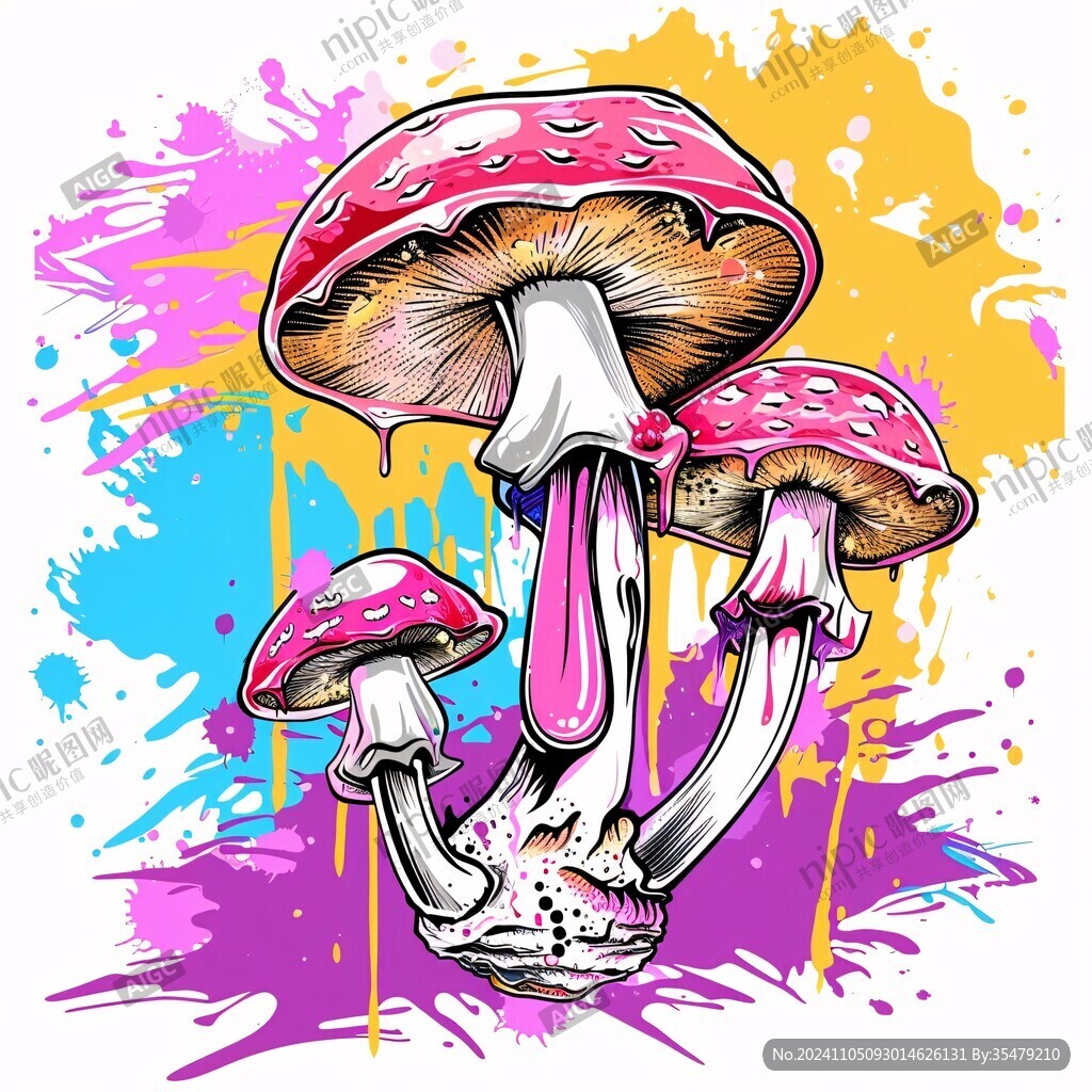 手绘红菇