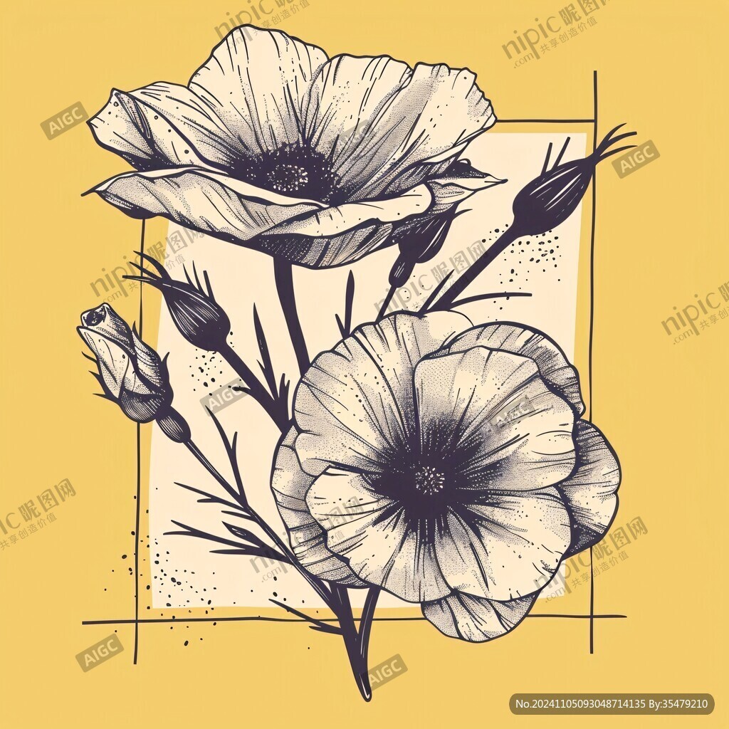 花卉素描效果
