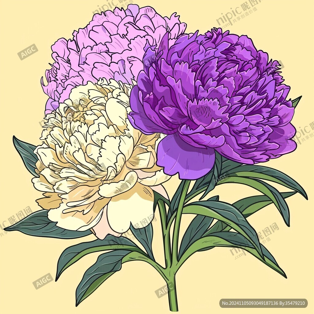 手绘芍药花
