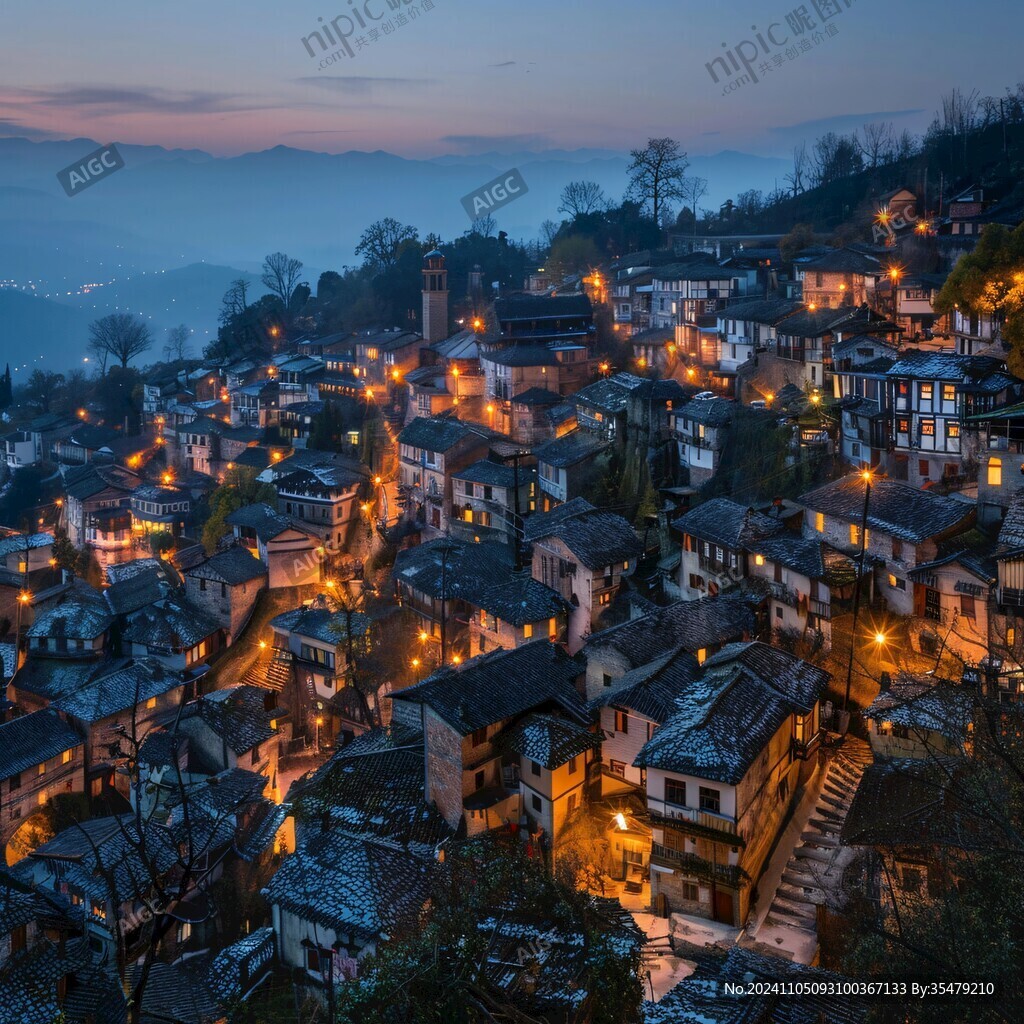 篁岭古村夜景