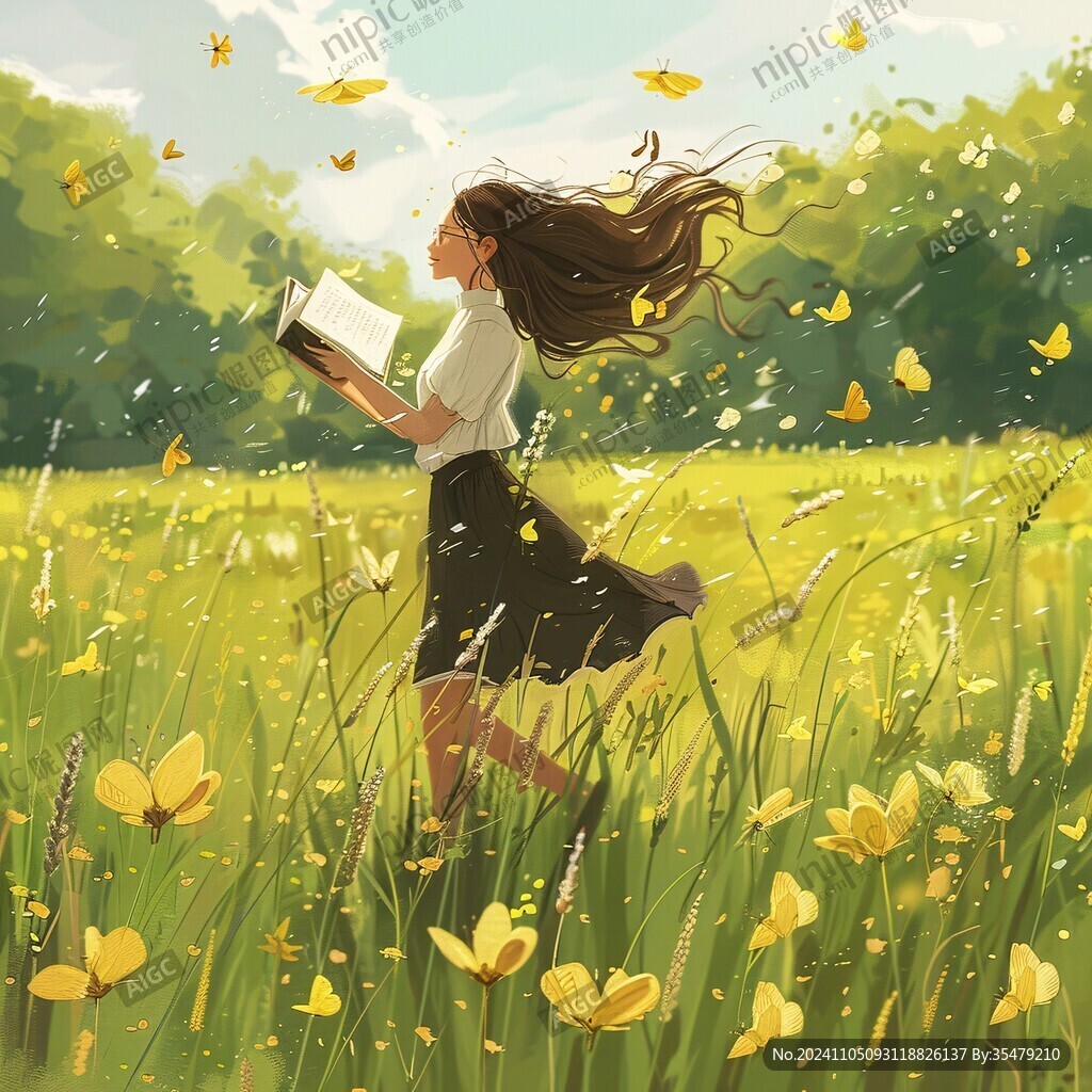 花丛里的女生
