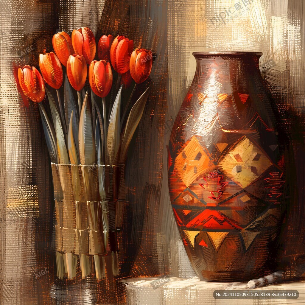 时尚花瓶油画