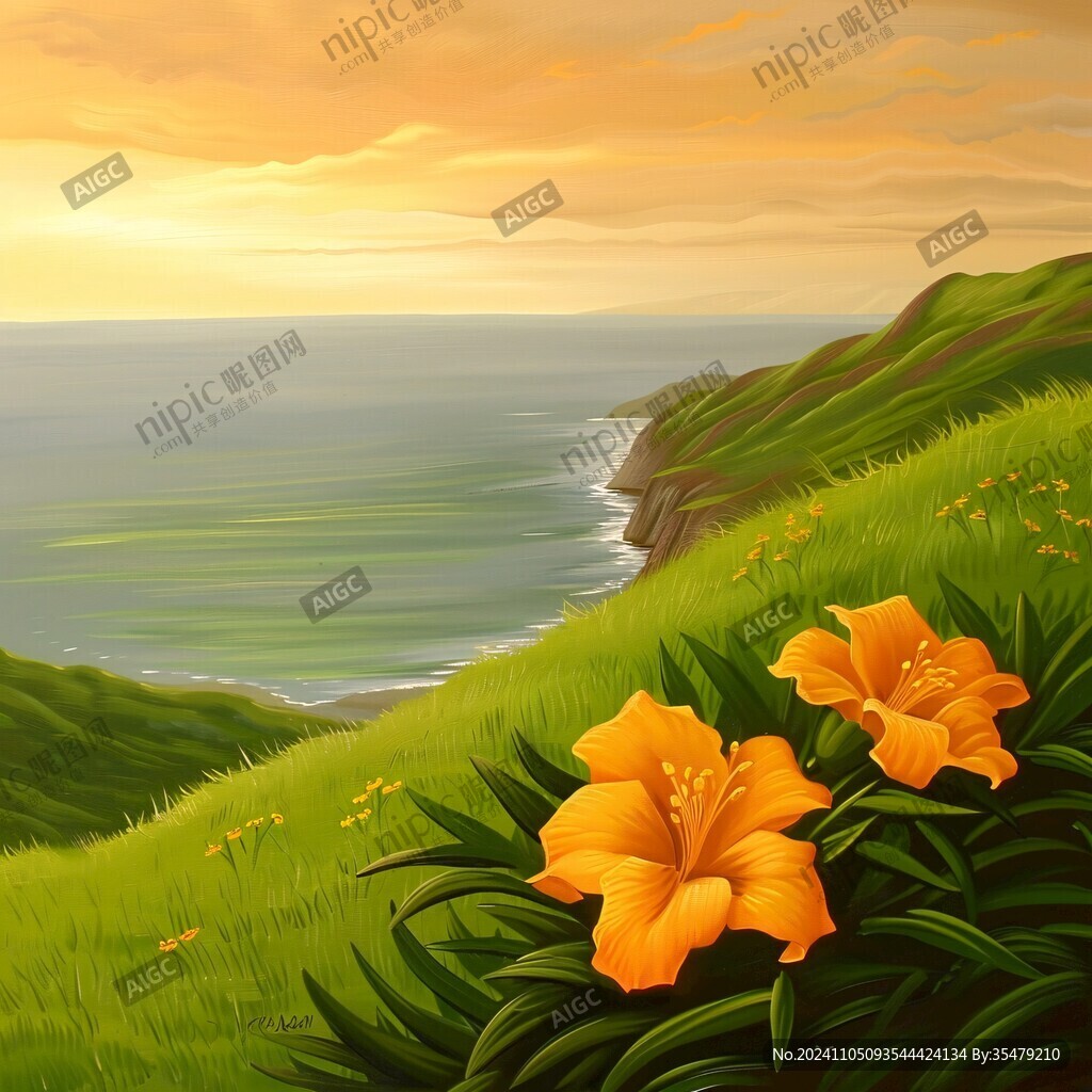 唯美海岸风景插画