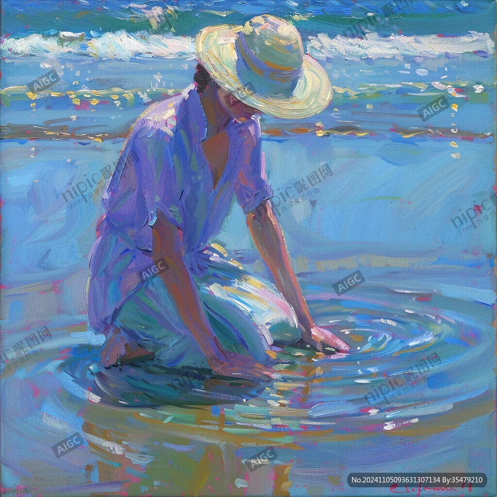 海边工作手绘