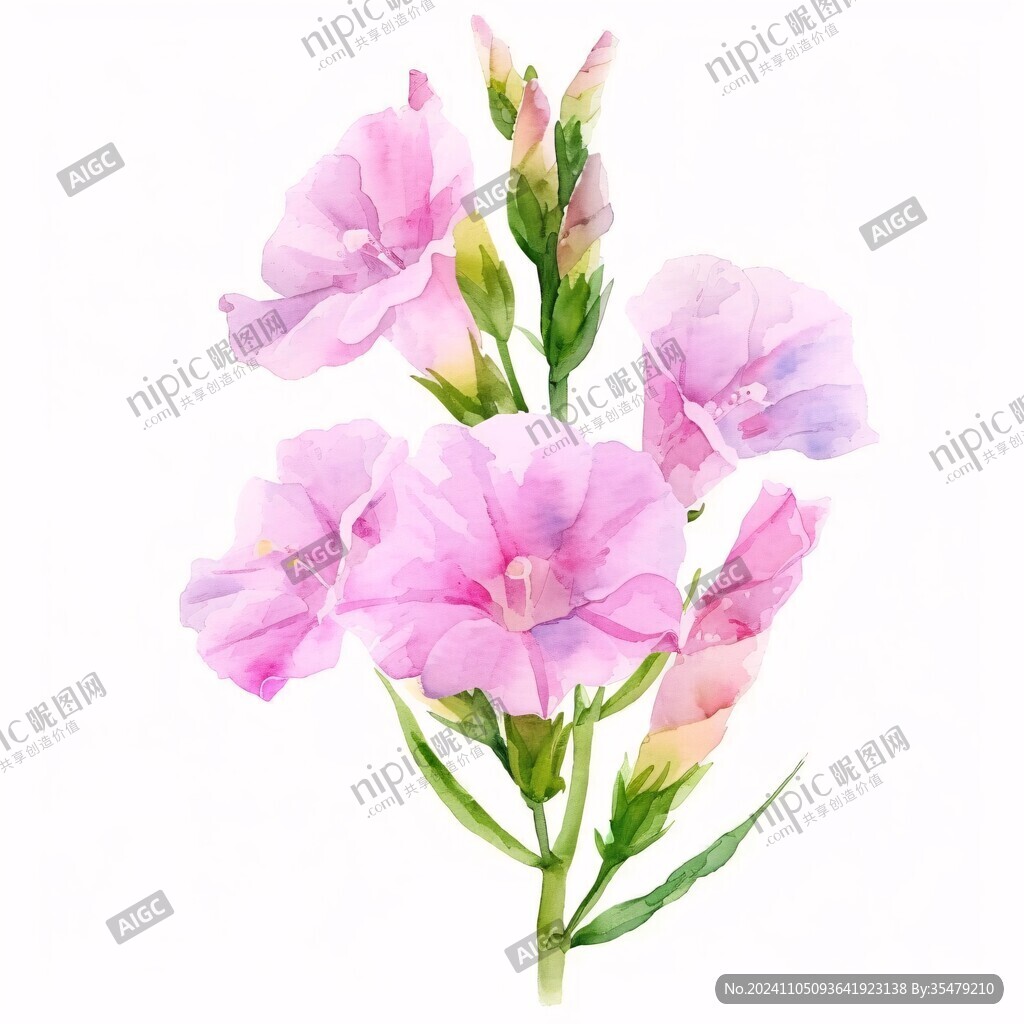 水彩喇叭花插画
