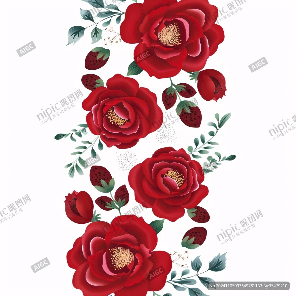 手绘玫瑰花印花