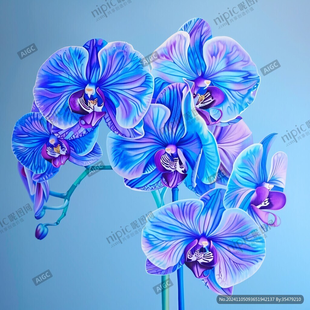 蓝色蝴蝶兰花