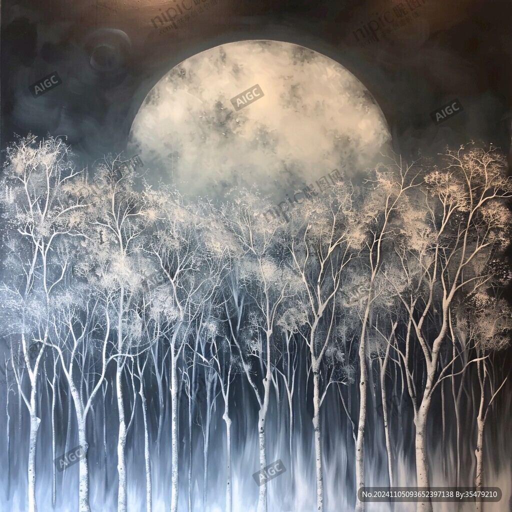 抽象月光倒影画