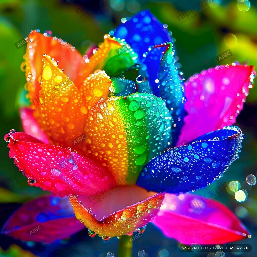 露珠下的鲜花