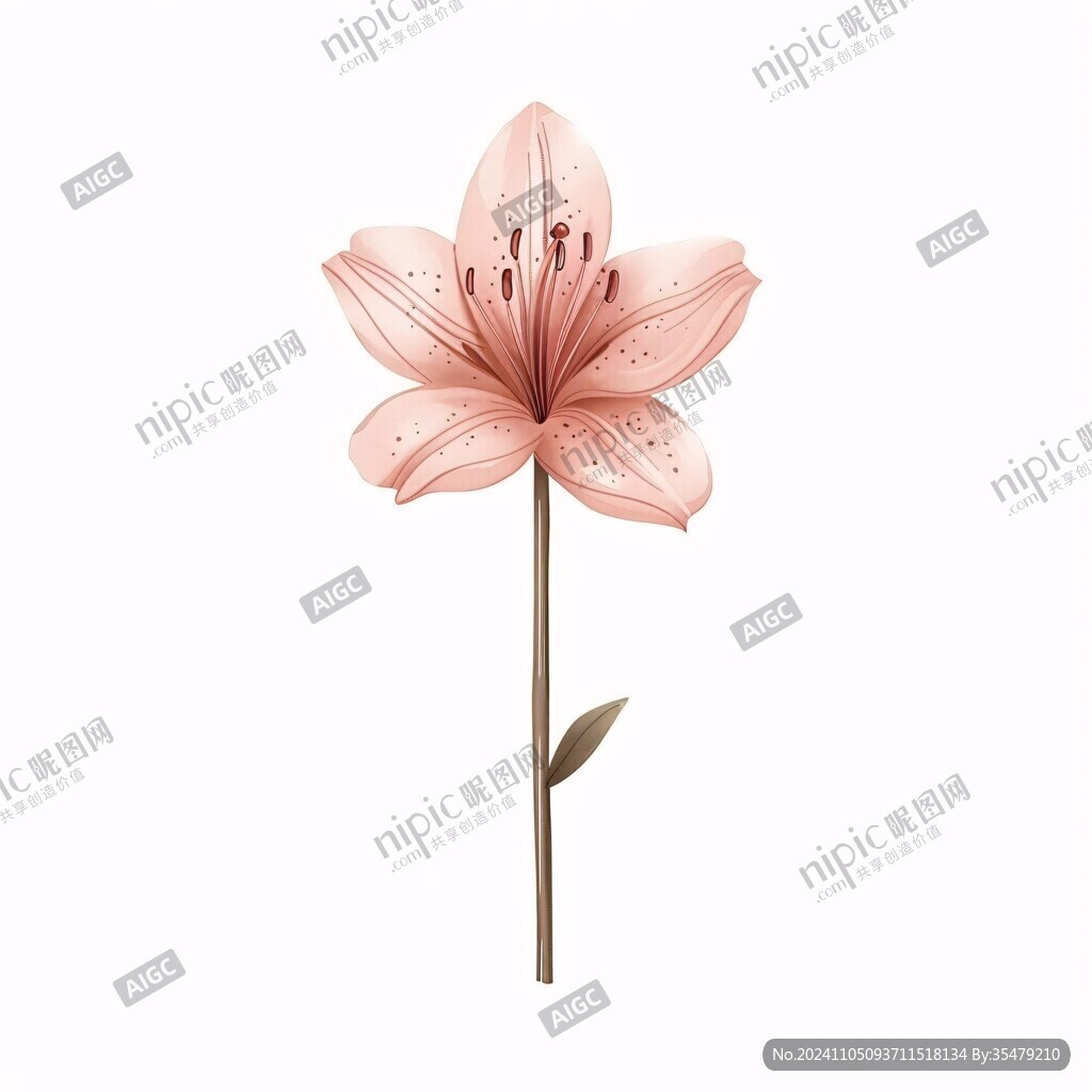 手绘粉色百合花