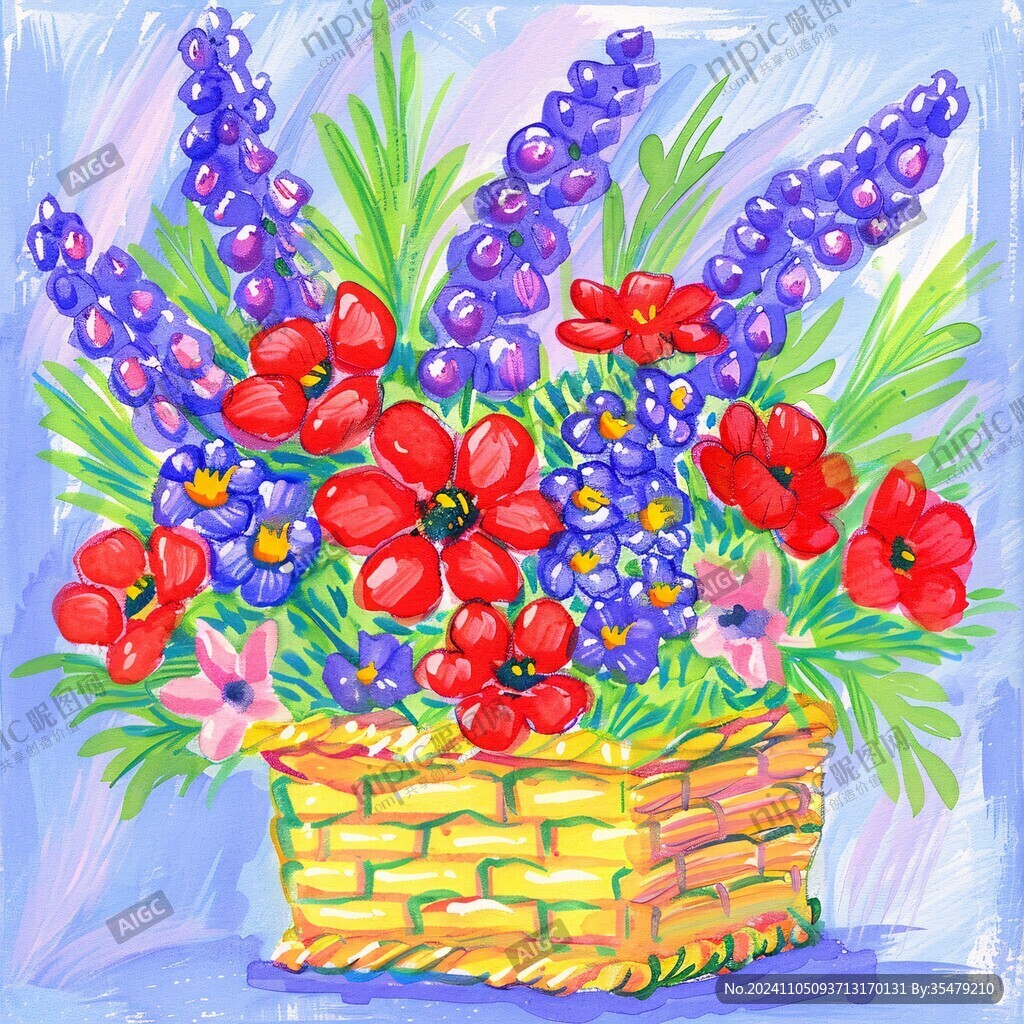 花篮插画