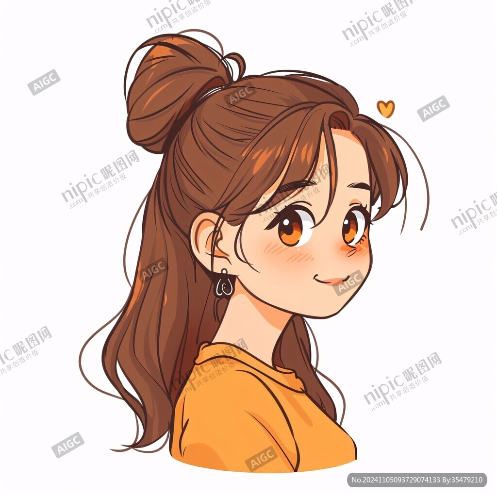丸子头插画头像
