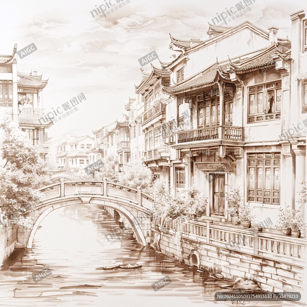 手绘浏河古镇
