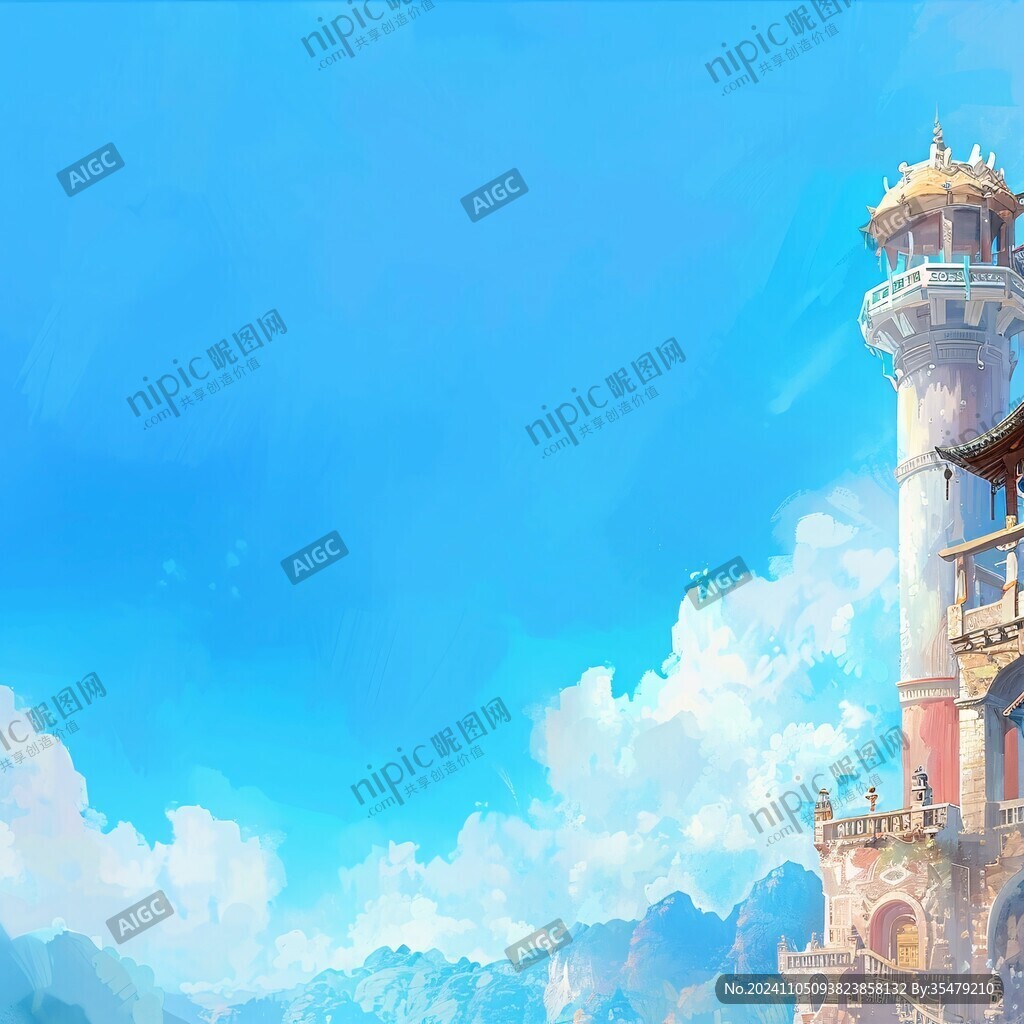天界晓钟风景插画