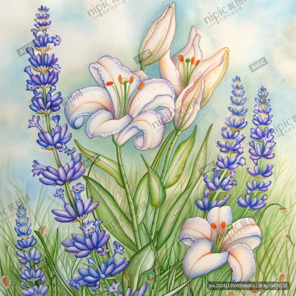 百合花壁画