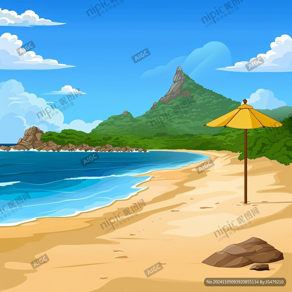 插画海滩