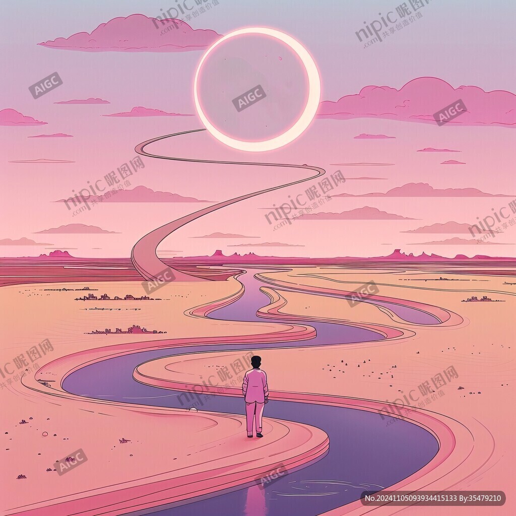 粉色的超现实景观
