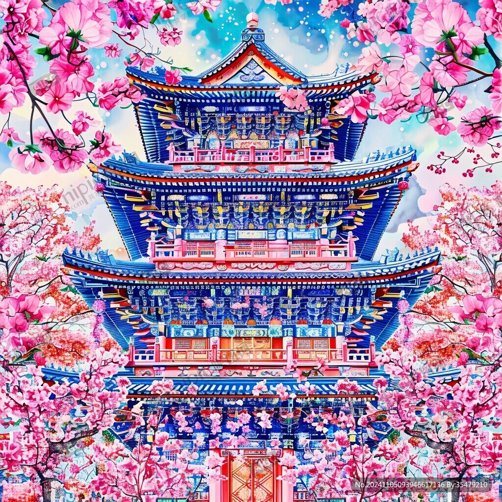 赏樱楼插画