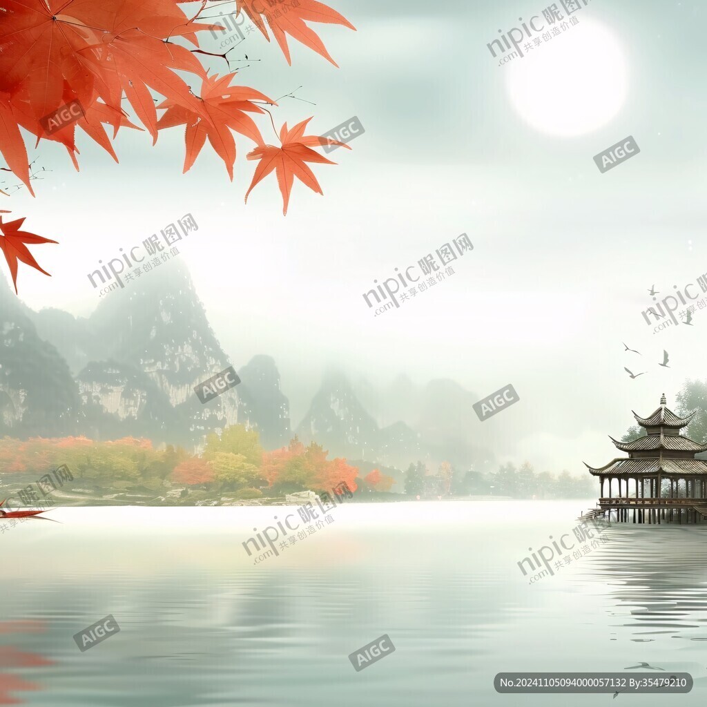 楼阁山水意境画