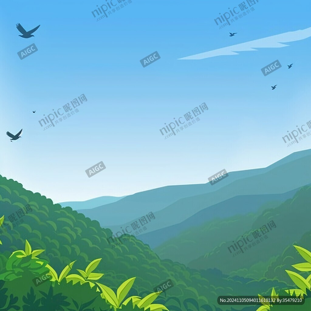 茶园风光插画