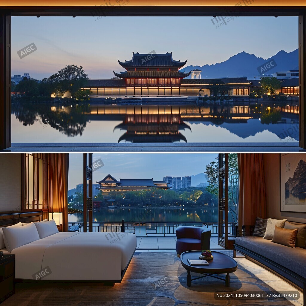 中式湖景酒店