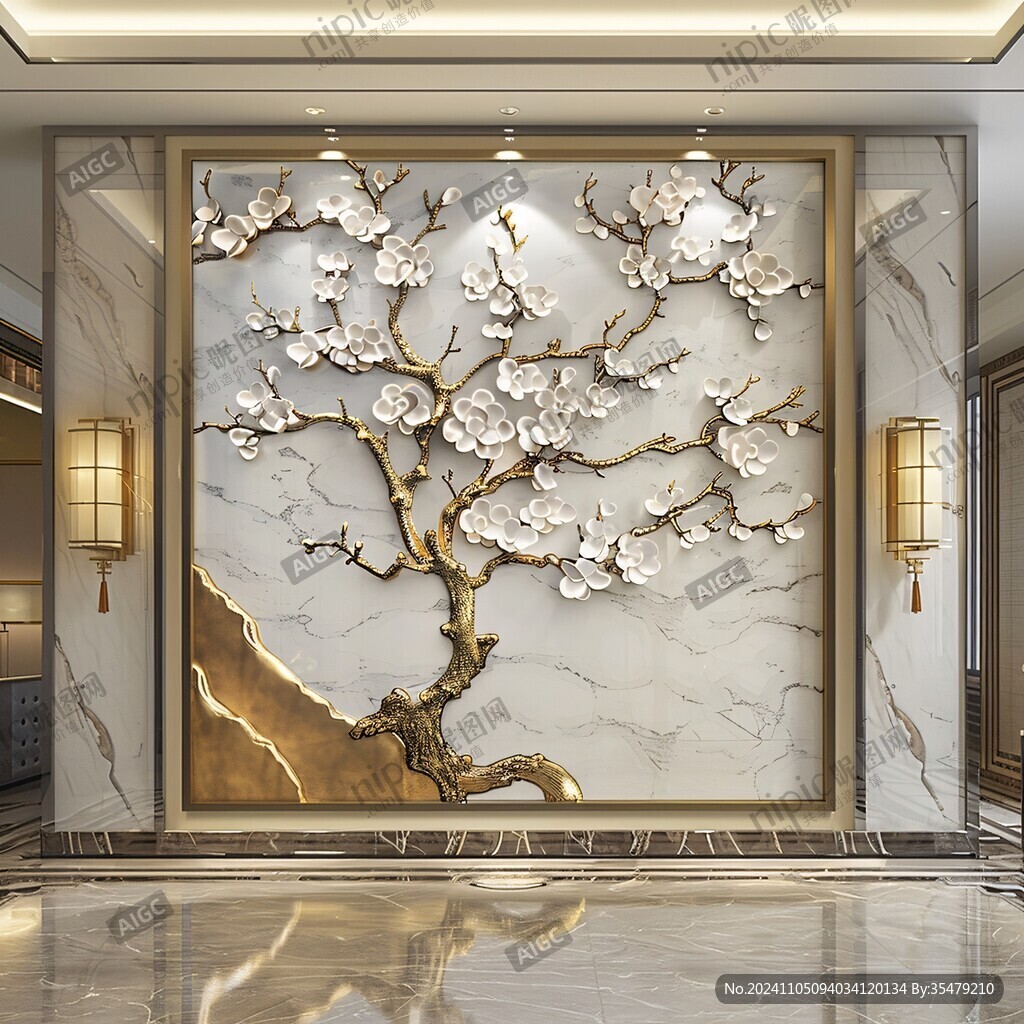 梅壁画墙纸