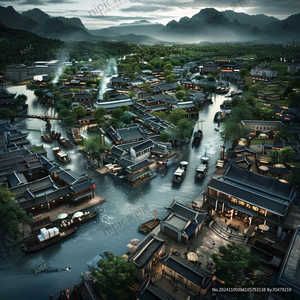 古镇3d效果图
