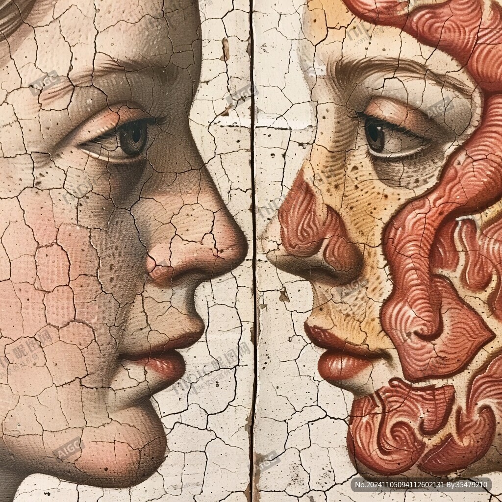 人脸色块拼接装饰画