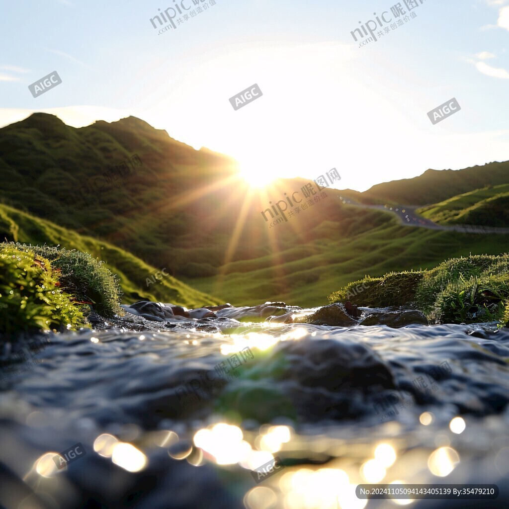 小溪流日出