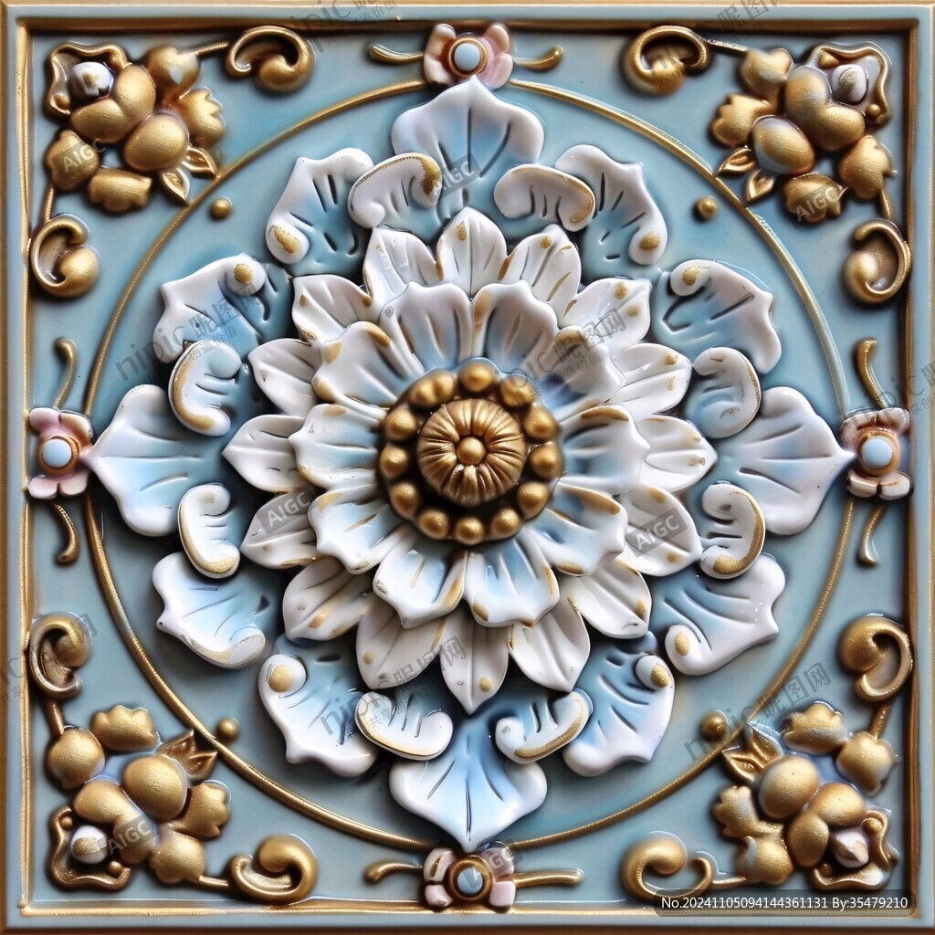 洋花浮雕图