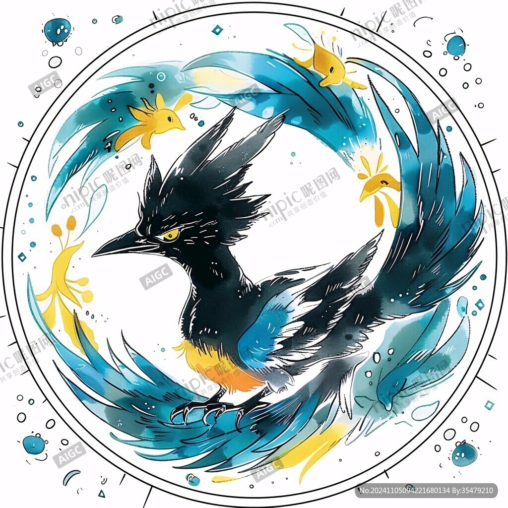 国潮包装喜鹊插画